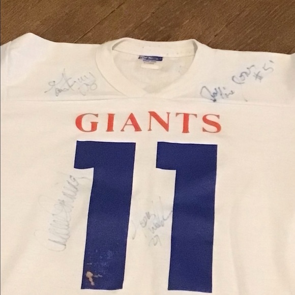 Rare 1980’s NY Giants Phil Simms X-Large Jersey signed by 5 1987 members - Picture 2 of 9